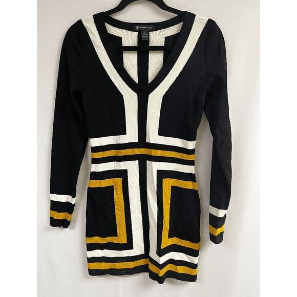 INC International Concepts Formal Womens Long Sleeve Bodycon Dress Striped Small - Picture 1 of 7